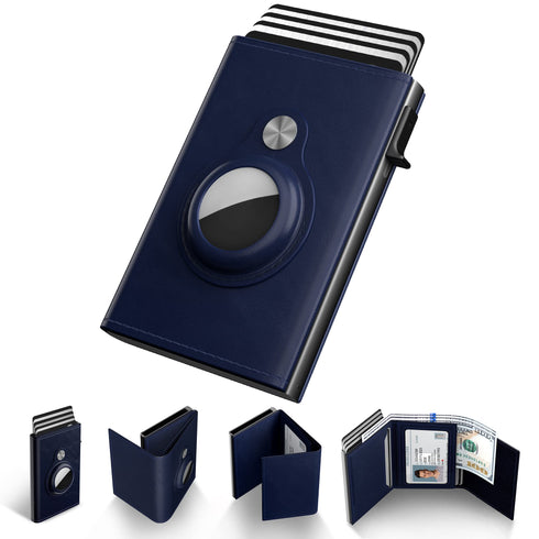 Typecase Mens Wallet Card Holder for Tracker: Leather Smart Wallet for Men Compatible with Apple Tracker, RFID Blocking, Slim, Minimalist - 9-14 Card Capacity | ID Window | Cash Slot